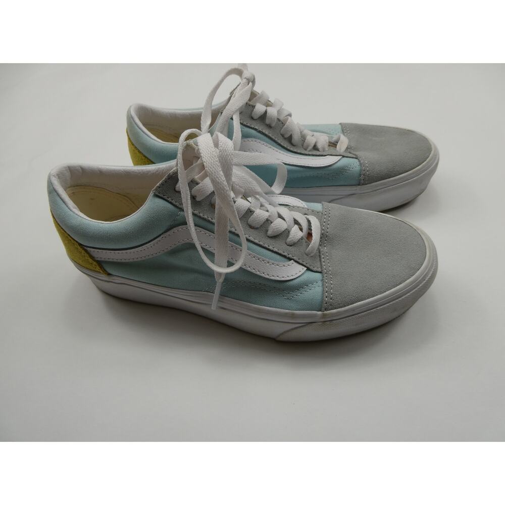 VANS bulky sole old skool shoes, teal and gray, suede, size 8